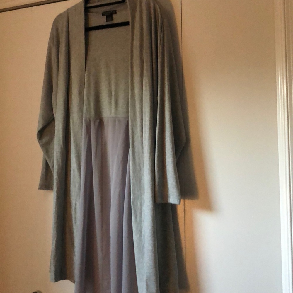 NWOT Gray cardigan with Chiffon back